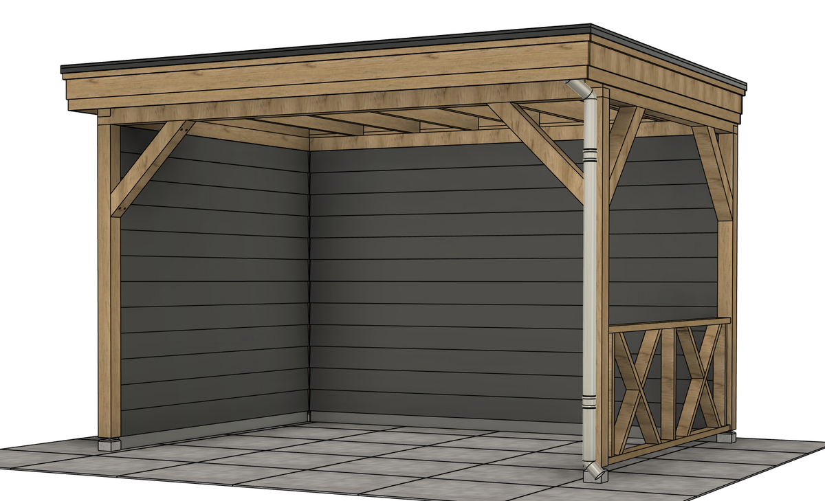 Professionele Bouwtekening Overkapping 4x3 m met Luxe Afwerking Inclusief Montagegids